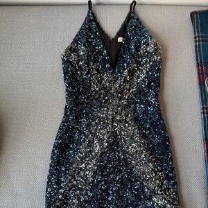 Blue and silver glitter dress